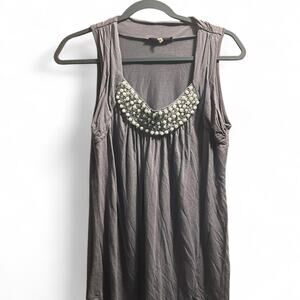 Vintage top Grey with‎ beads y2k juniors Large EUC Lightweight Clubwear